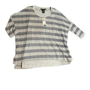 Grace Elements Striped Knit Top XS Polyester & Rayon Womens Casual Fashion Gray